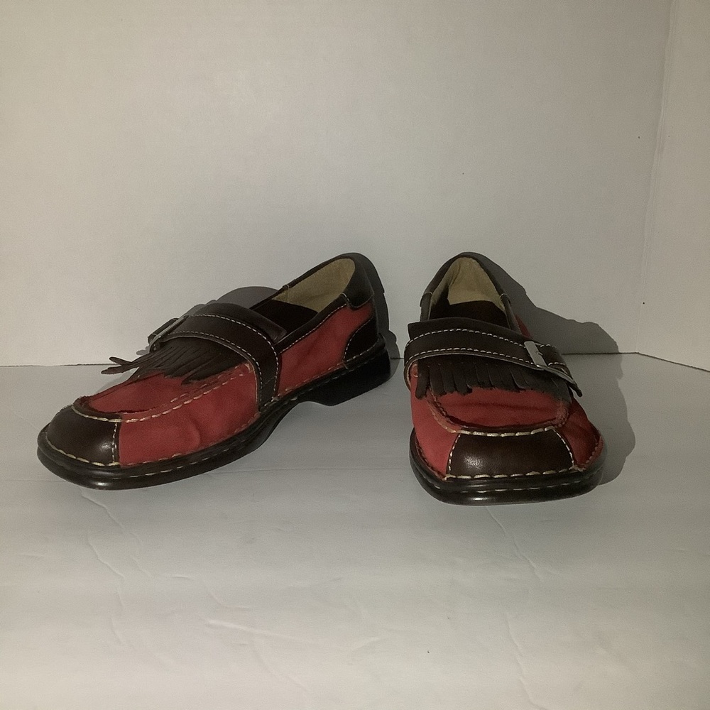 Born Red Loafers Slip On Shoes w/Buckle 7/38